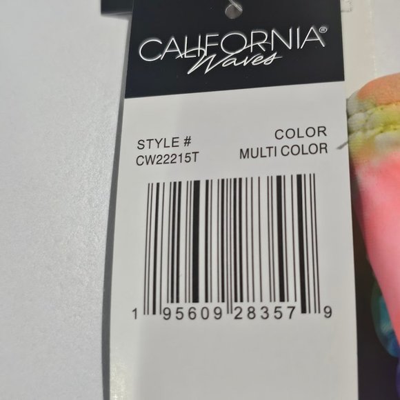 California Waves Tie Dyed Knotted Bralette Bikini Top - Picture 7 of 9